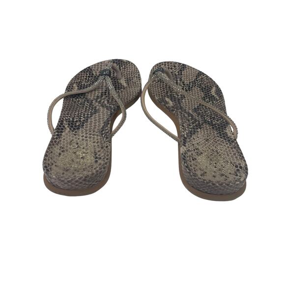 Vince Camuto Elliot Leather Snakeskin Print Beaded Flip Flop Sandals Womens 11 - Picture 6 of 7